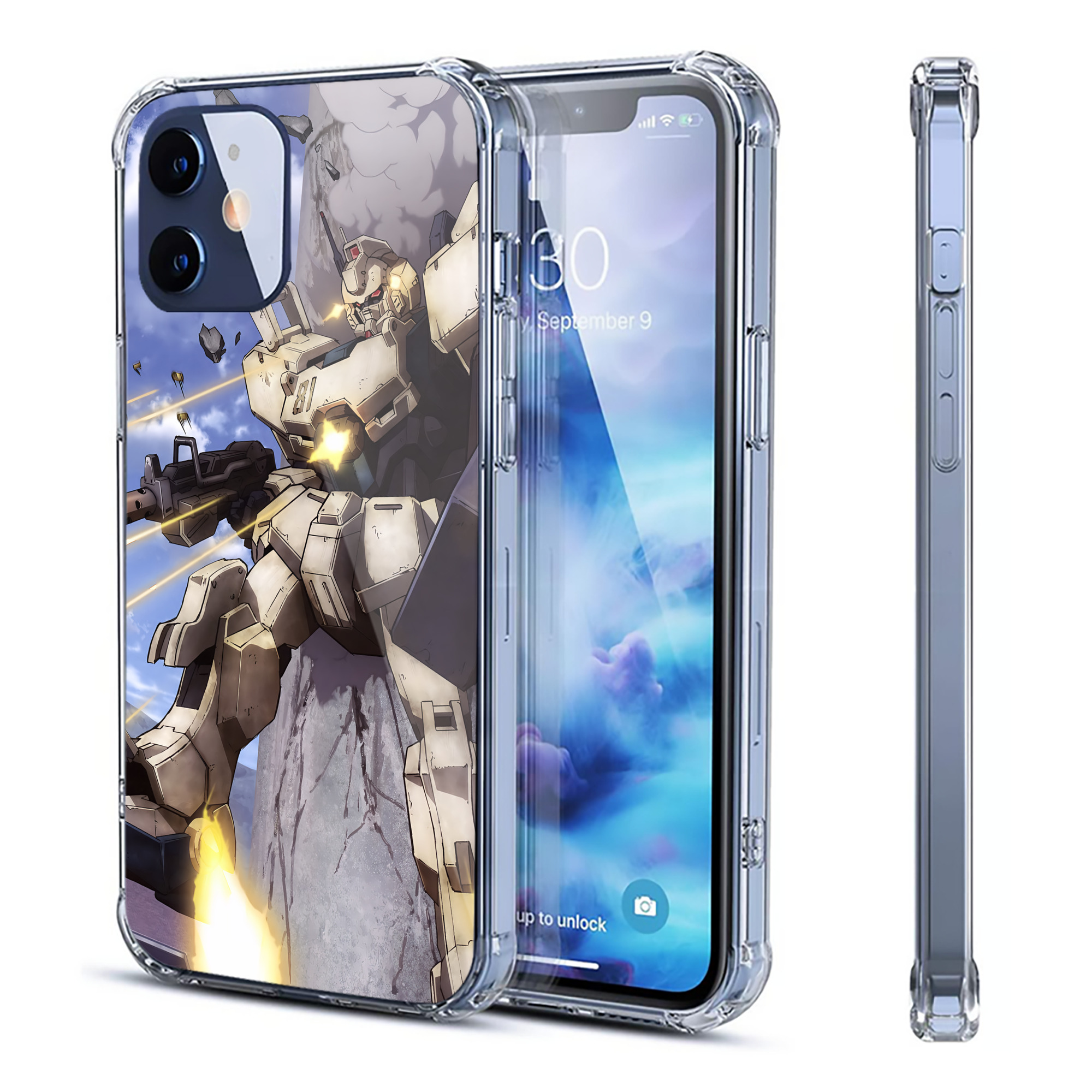 （画像用） 機動戦士ガンダム Mobile Suit Gundam 【iPhone 12シリーズ対応】透明スマホケース（クリアソフトケース）